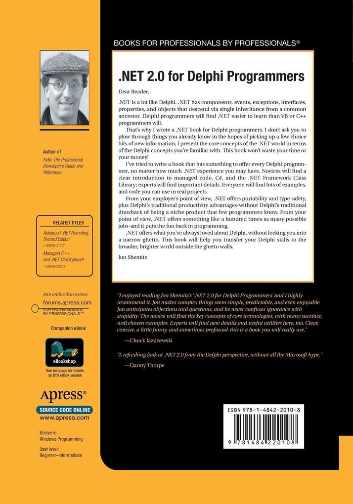 Weitere Ansicht: .NET 2.0 for Delphi Programmers | Jon Shemitz