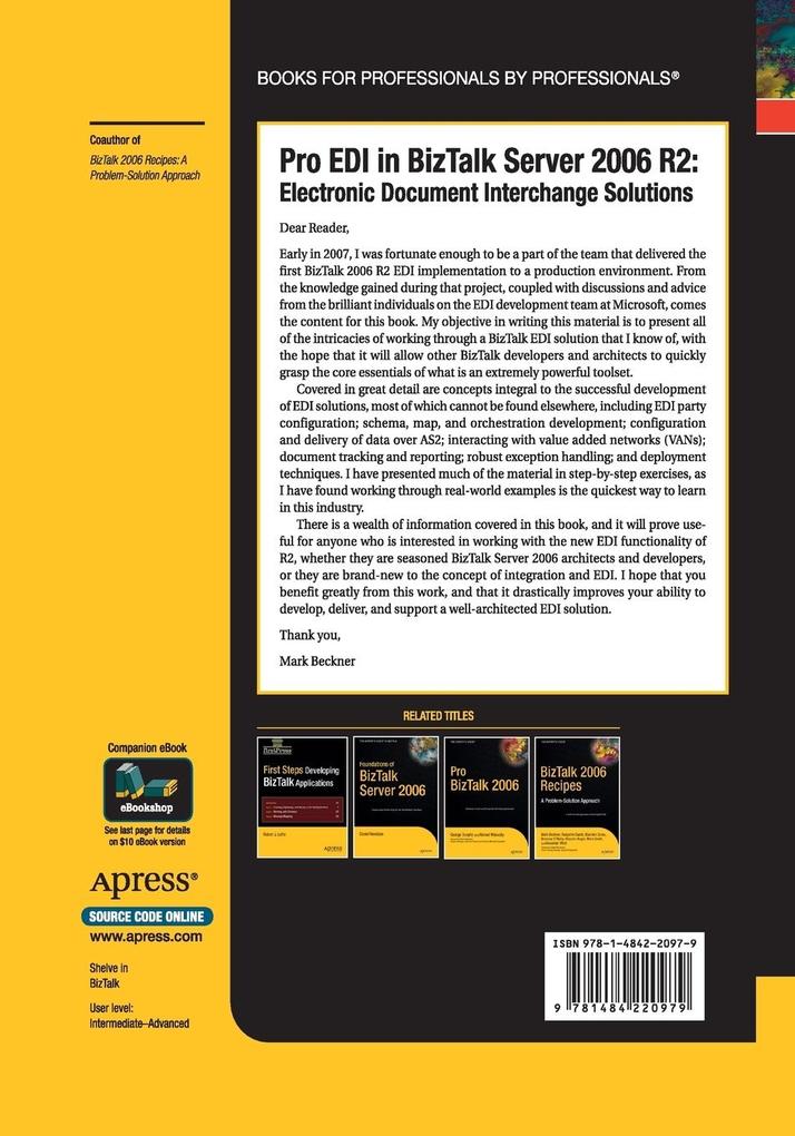Weitere Ansicht: Pro EDI in BizTalk Server 2006 R2 | Mark Beckner