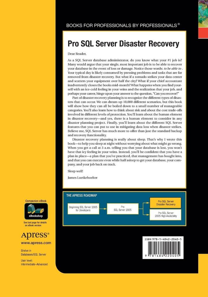 Weitere Ansicht: Pro SQL Server Disaster Recovery | James Luetkehoelter