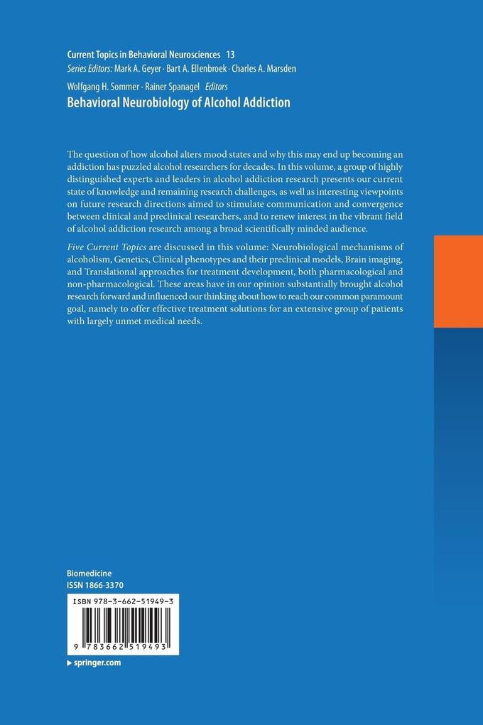 Weitere Ansicht: Behavioral Neurobiology of Alcohol Addiction