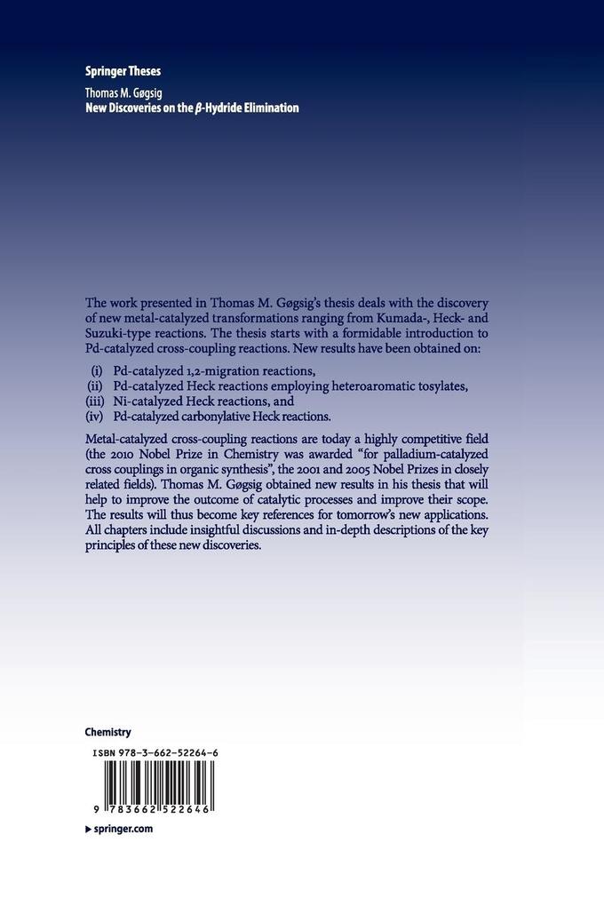 Weitere Ansicht: New Discoveries on the -Hydride Elimination | Thomas M. Gøgsig