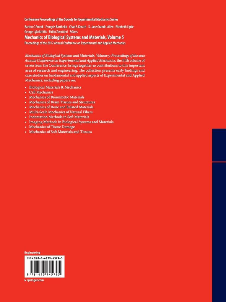 Weitere Ansicht: Mechanics of Biological Systems and Materials, Volume 5
