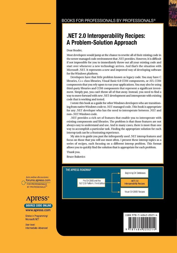 Weitere Ansicht: .Net 2.0 Interoperability Recipes | Bruce Bukovics