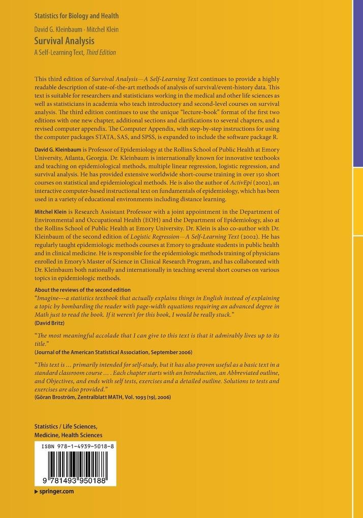 Weitere Ansicht: Survival Analysis | Mitchel Klein, David G. Kleinbaum