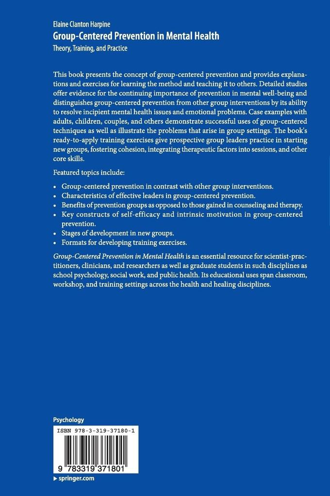 Weitere Ansicht: Group-Centered Prevention in Mental Health | Elaine Clanton Harpine