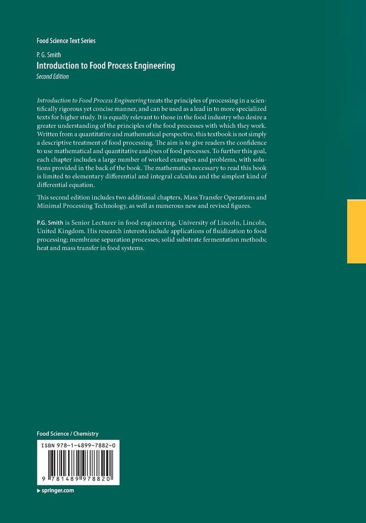 Weitere Ansicht: Introduction to Food Process Engineering | P. G. Smith