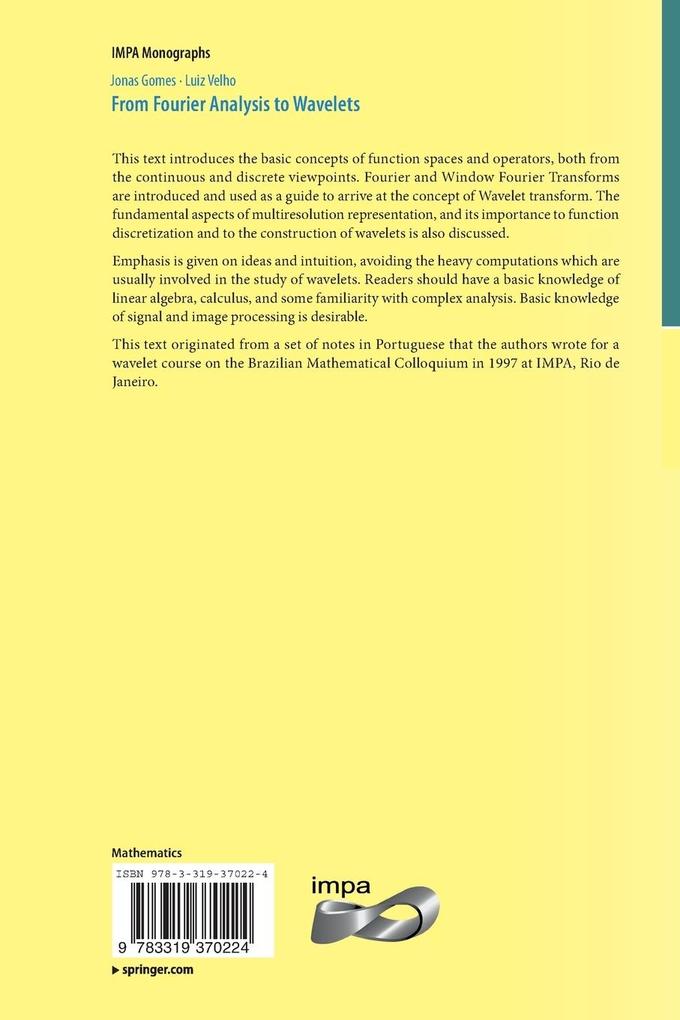 Weitere Ansicht: From Fourier Analysis to Wavelets | Jonas Gomes, Luiz Velho