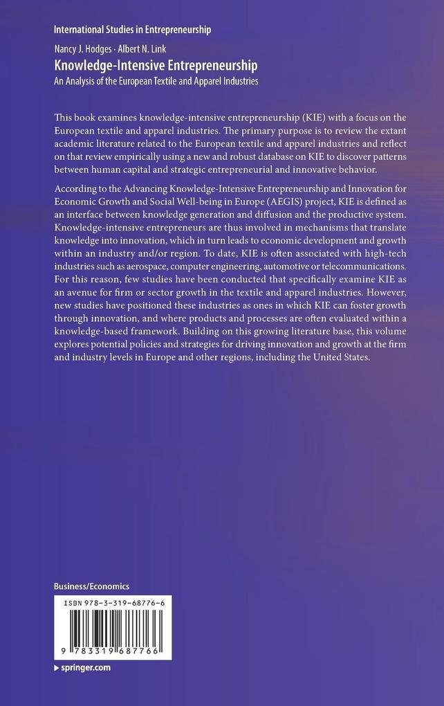 Weitere Ansicht: Knowledge-Intensive Entrepreneurship | Nancy J. Hodges, Albert N. Link