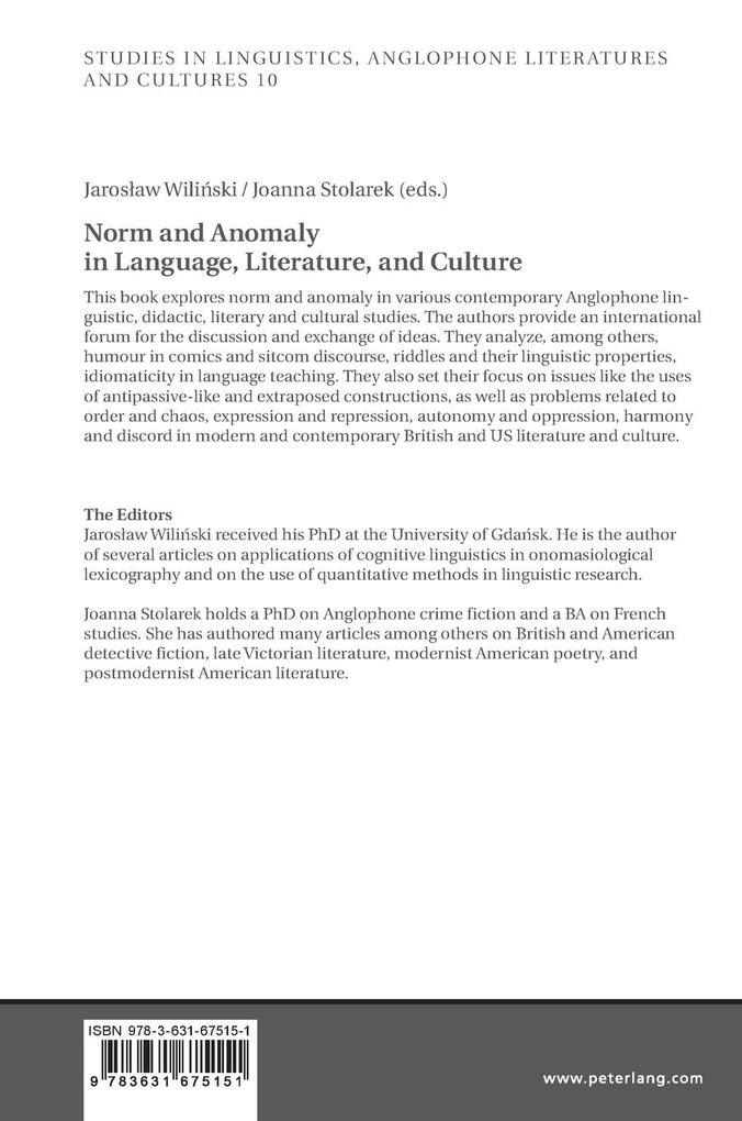Weitere Ansicht: Norm and Anomaly in Language, Literature, and Culture