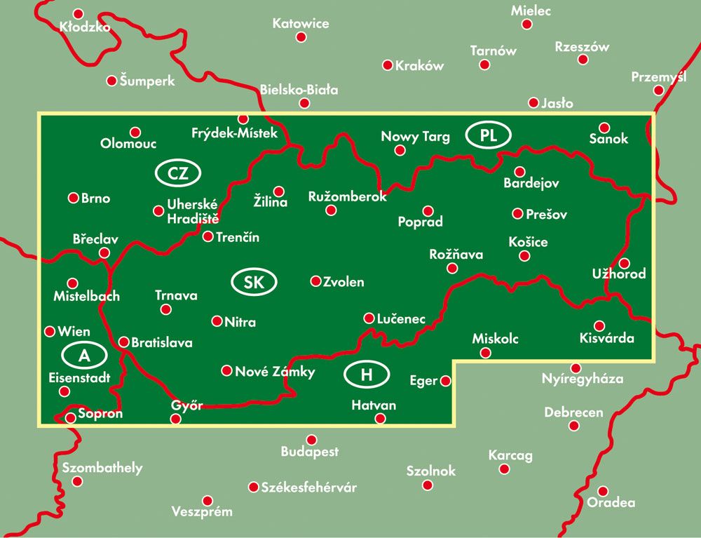 Weitere Ansicht: Slowakische Republik 1 : 400 000. Autokarte
