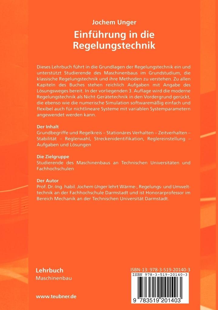 Weitere Ansicht: Einführung in die Regelungstechnik | Jochem Unger