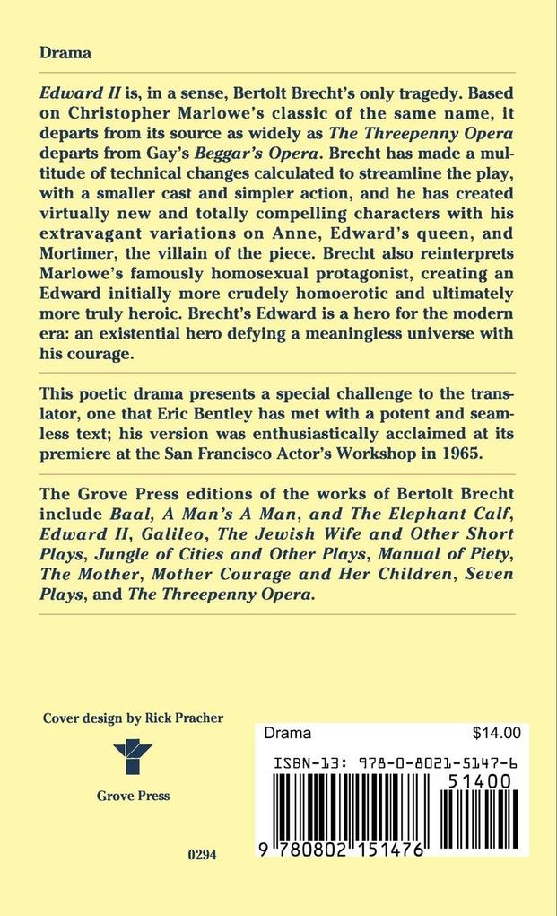 Weitere Ansicht: Edward II | Brecht, Christopher Marlowe, Bertolt Brecht, Eric Bentley