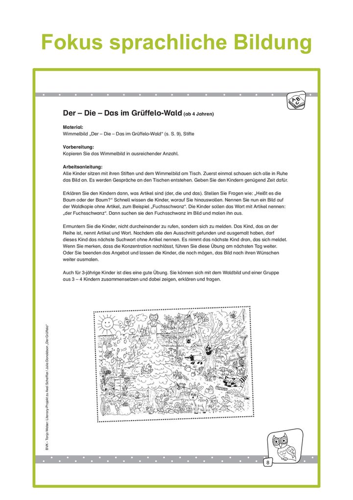 Weitere Ansicht: Literacy-Projekt zum Bilderbuch Der Grüffelo | Tanja Weber