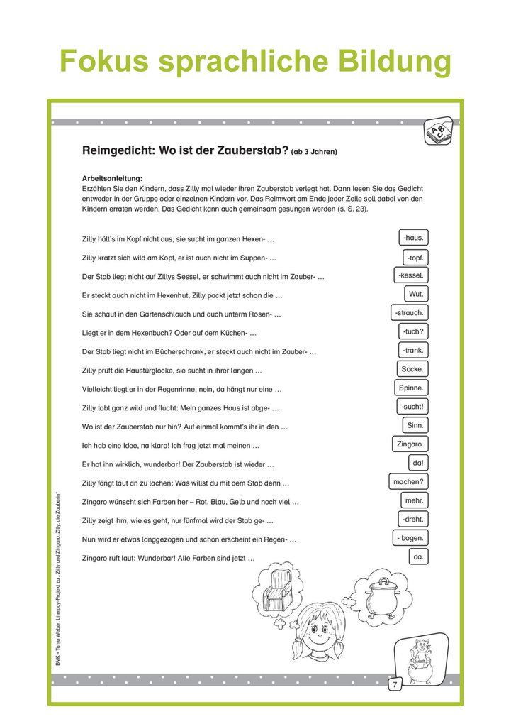 Weitere Ansicht: Literacy-Projekt zum Bilderbuch Zilly, die Zauberin | Tanja Weber