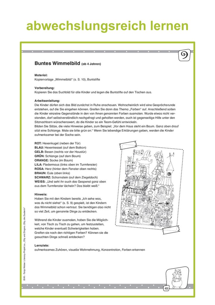 Weitere Ansicht: Literacy-Projekt zum Bilderbuch Zilly, die Zauberin | Tanja Weber