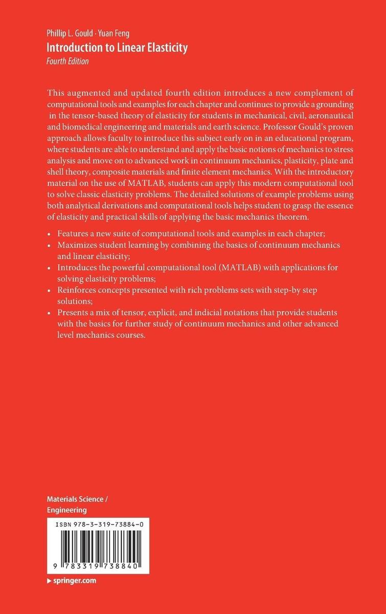 Weitere Ansicht: Introduction to Linear Elasticity | Phillip L. Gould, Yuan Feng
