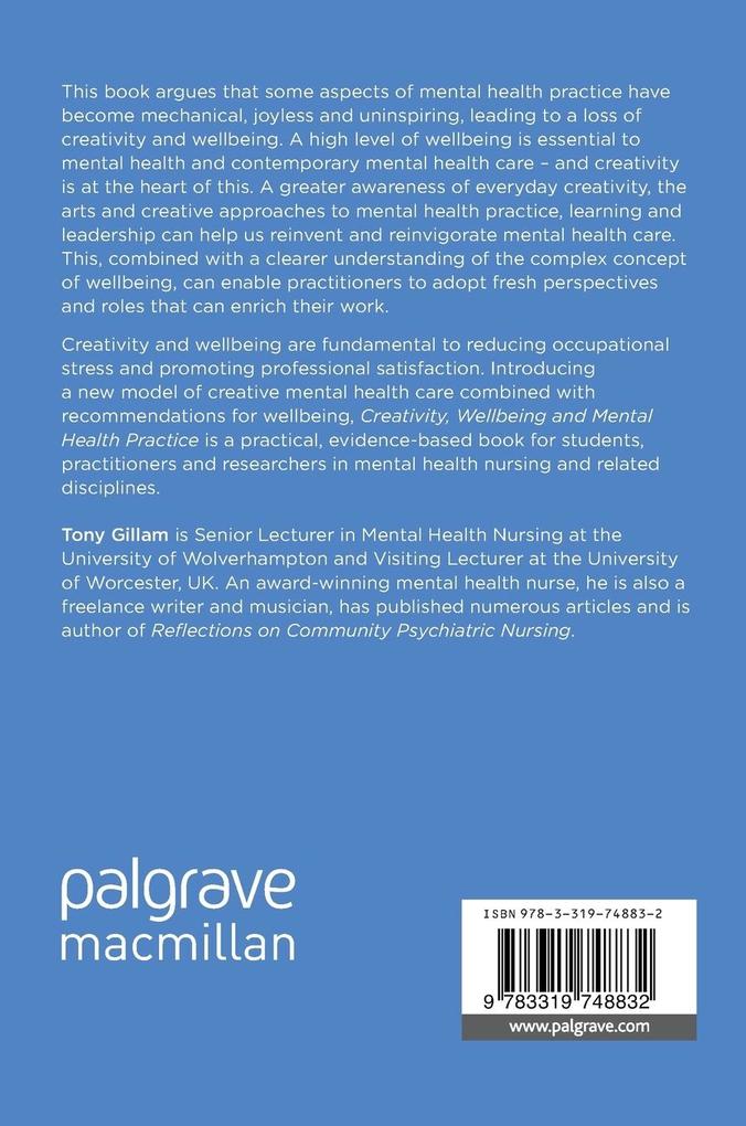 Weitere Ansicht: Creativity, Wellbeing and Mental Health Practice | Tony Gillam