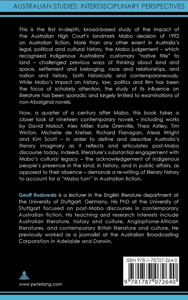 Weitere Ansicht: The Mabo Turn in Australian Fiction | Geoff Rodoreda