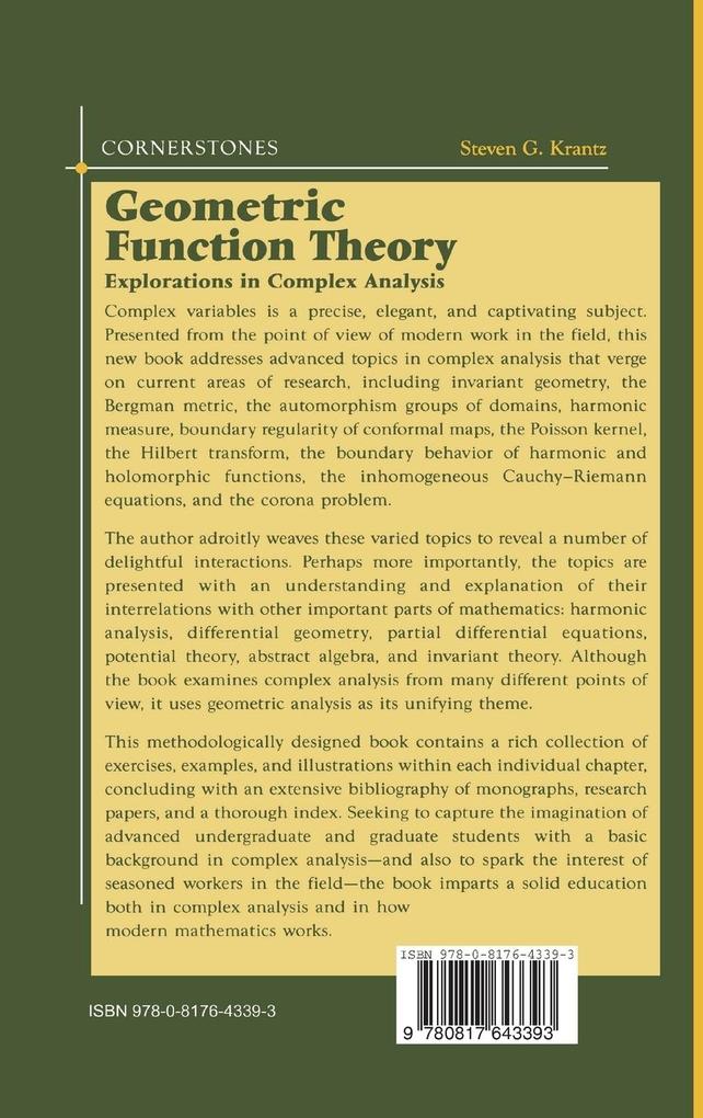 Weitere Ansicht: Geometric Function Theory | Steven G. Krantz