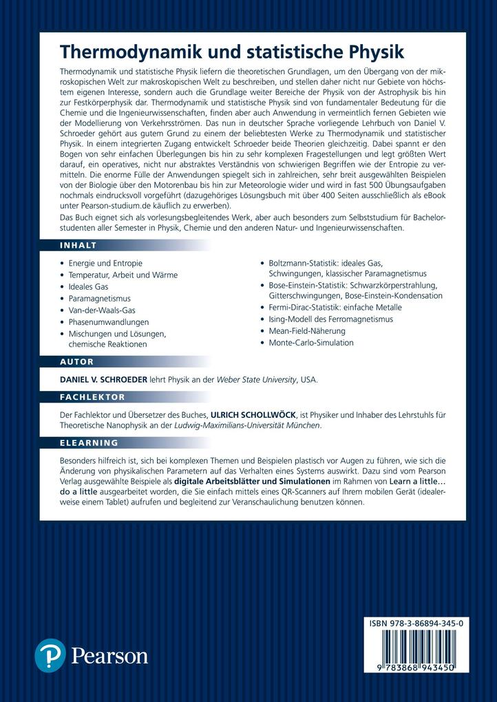 Weitere Ansicht: Thermodynamik und statistische Physik | Daniel V. Schroeder
