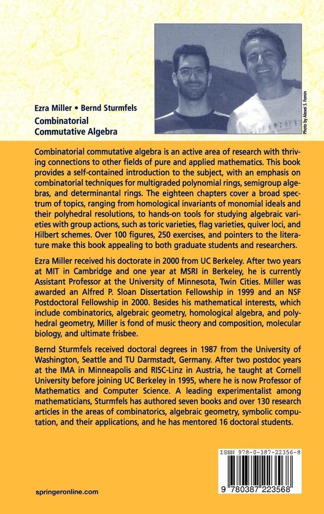 Weitere Ansicht: Combinatorial Commutative Algebra | Ezra Miller, Bernd Sturmfels