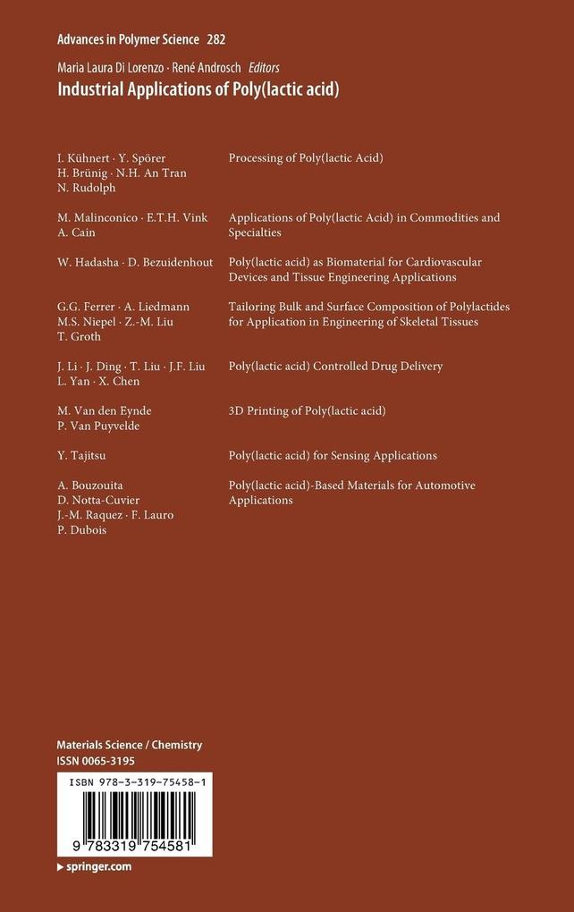 Weitere Ansicht: Industrial Applications of Poly(lactic acid)