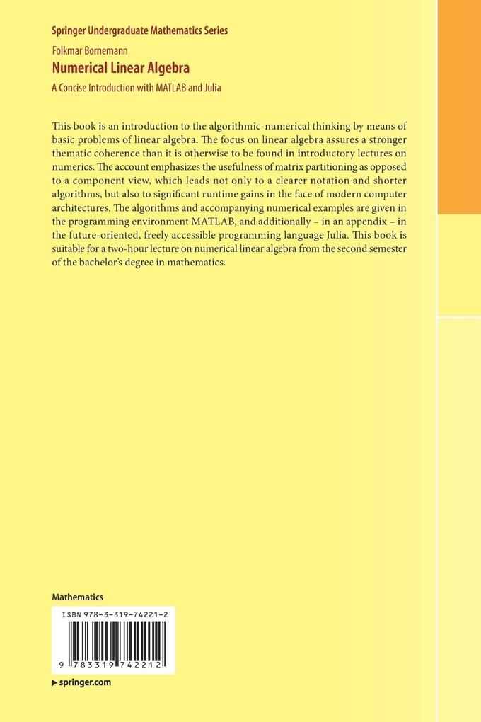 Weitere Ansicht: Numerical Linear Algebra | Folkmar Bornemann