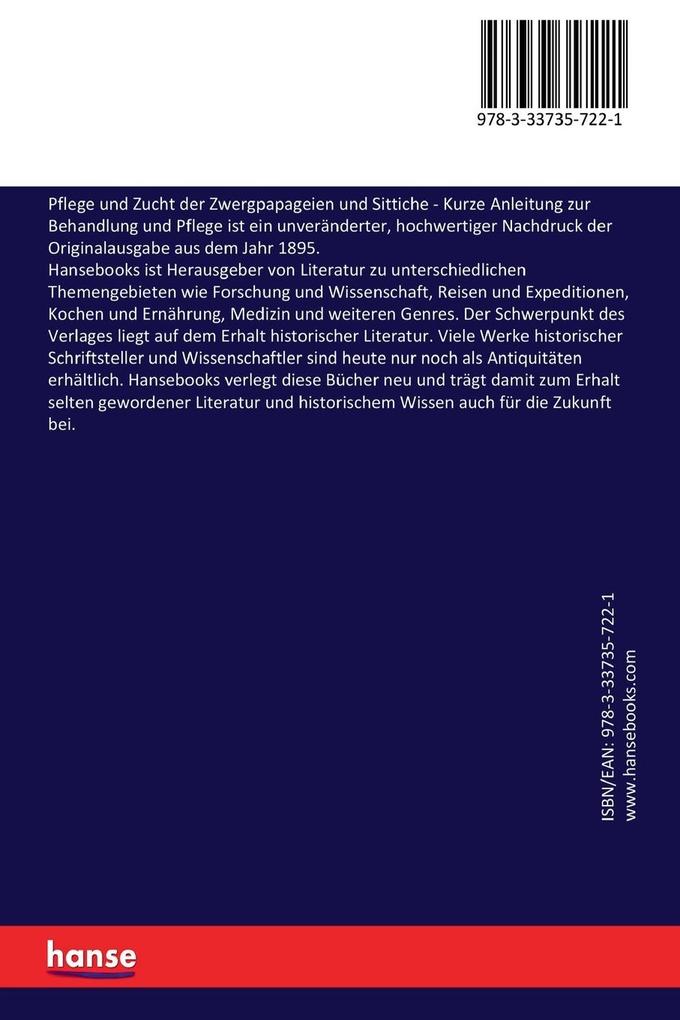Weitere Ansicht: Pflege und Zucht der Zwergpapageien und Sittiche | Jean Bungartz