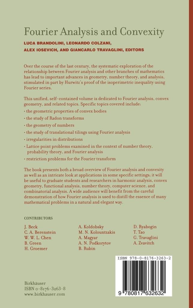 Weitere Ansicht: Fourier Analysis and Convexity