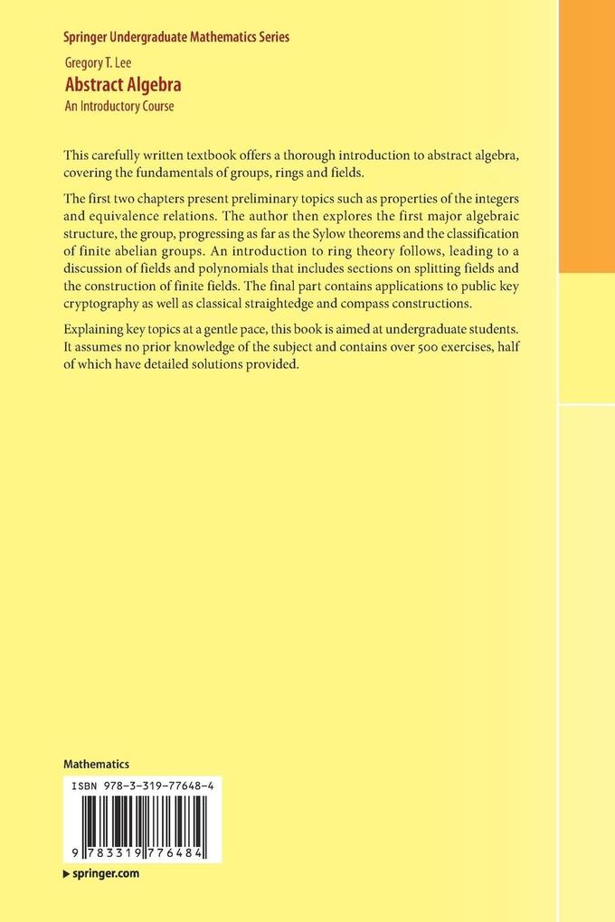 Weitere Ansicht: Abstract Algebra | Gregory T. Lee