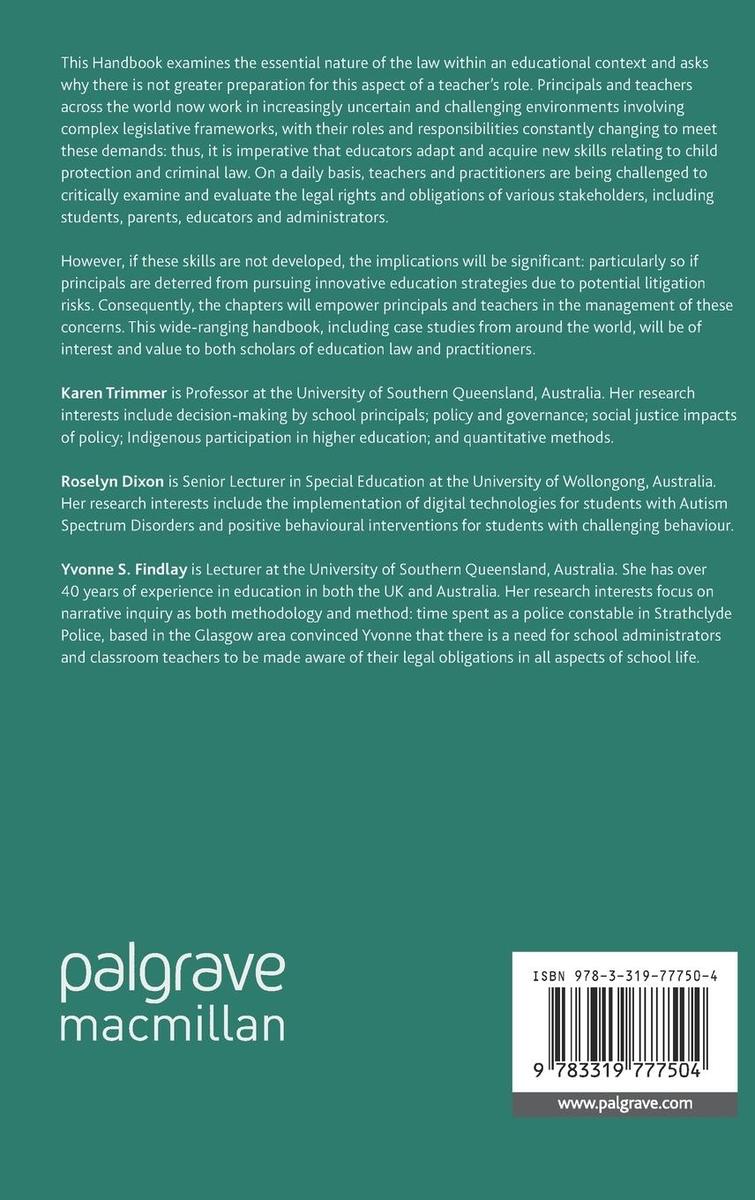 Weitere Ansicht: The Palgrave Handbook of Education Law for Schools