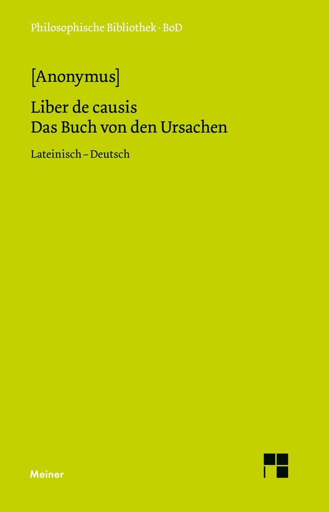 Produktbild: Liber de causis. Das Buch von den Ursachen | Anonymus