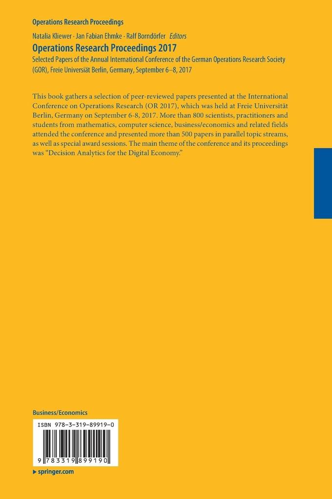 Weitere Ansicht: Operations Research Proceedings 2017