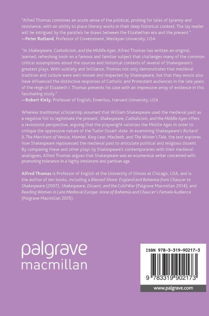 Weitere Ansicht: Shakespeare, Catholicism, and the Middle Ages | Alfred Thomas