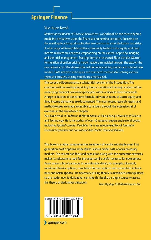 Weitere Ansicht: Mathematical Models of Financial Derivatives | Yue-Kuen Kwok