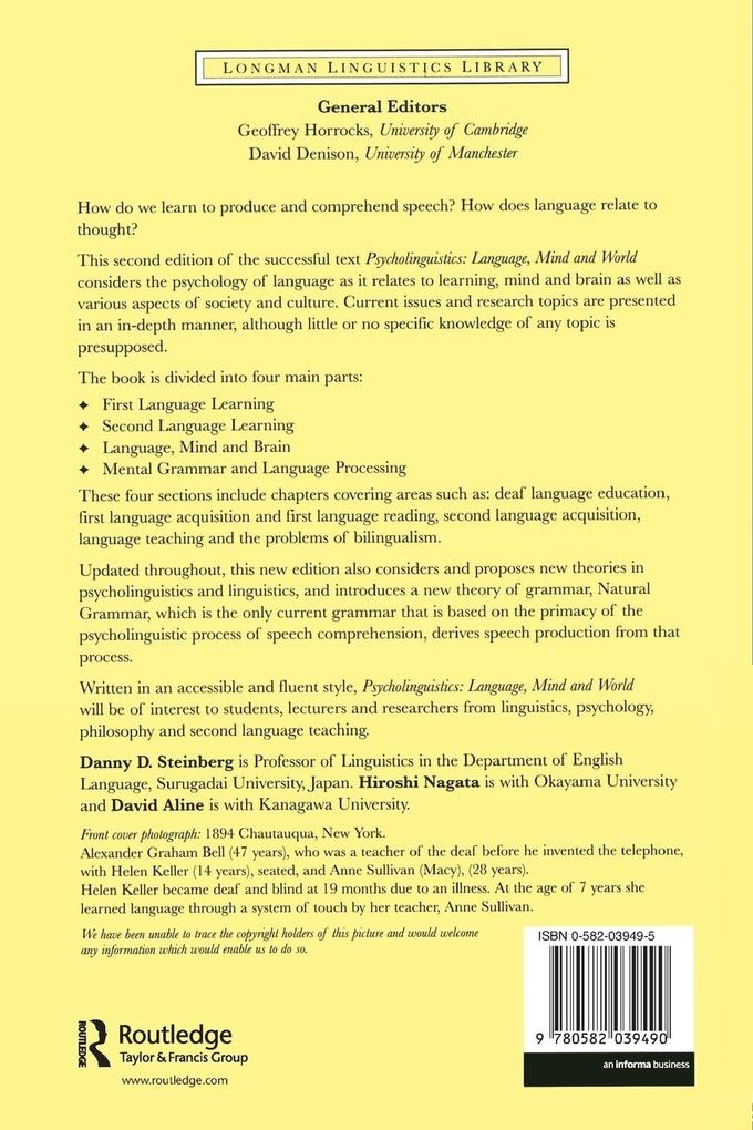 Weitere Ansicht: Psycholinguistics | Danny Steinberg, Hiroshi Nagata, David Aline