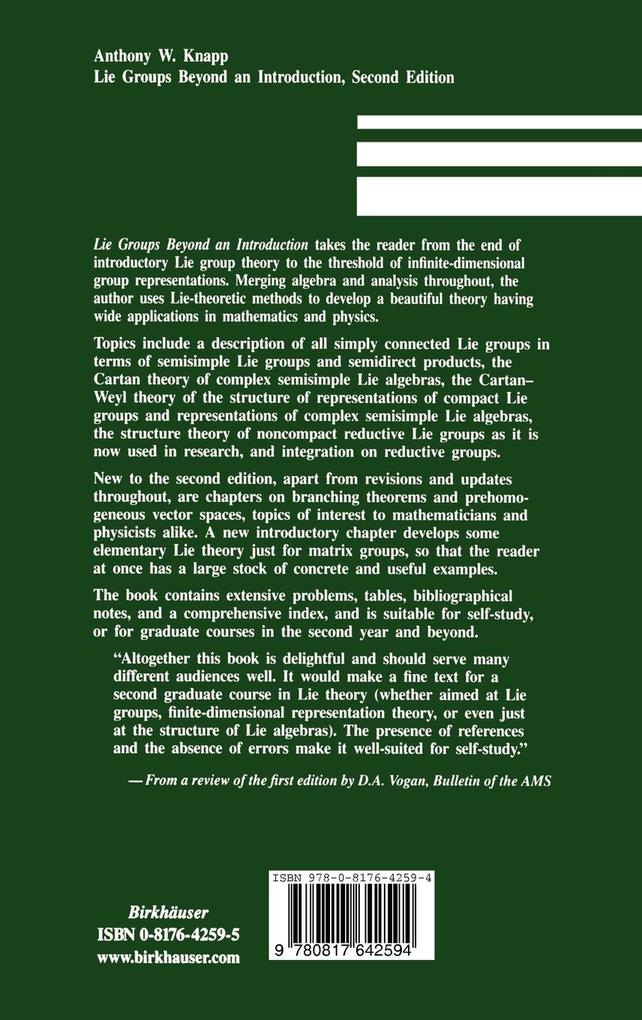 Weitere Ansicht: Lie Groups | Anthony W. Knapp