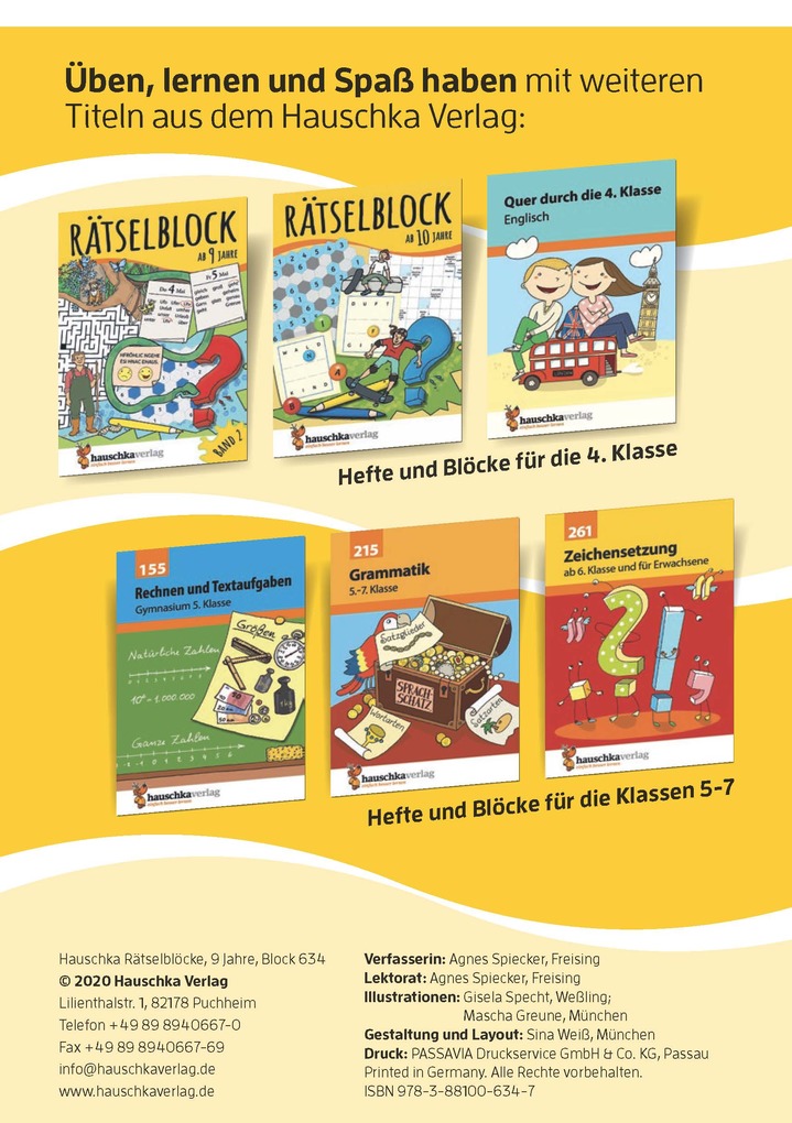 Weitere Ansicht: Rätselblock ab 9 Jahre, Band 1, A5-Block | Agnes Spiecker