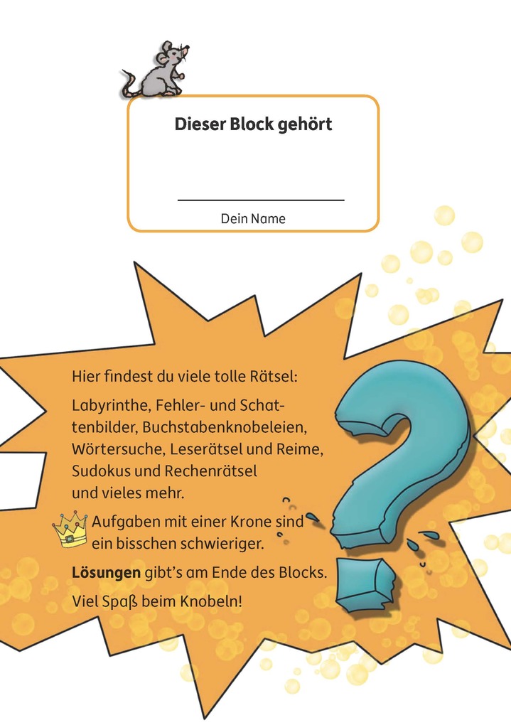 Weitere Ansicht: Rätselblock ab 6 Jahre, Band 1, A5-Block | Agnes Spiecker