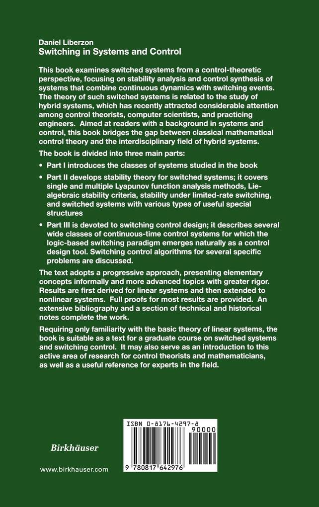 Weitere Ansicht: Switching in Systems and Control | Daniel Liberzon