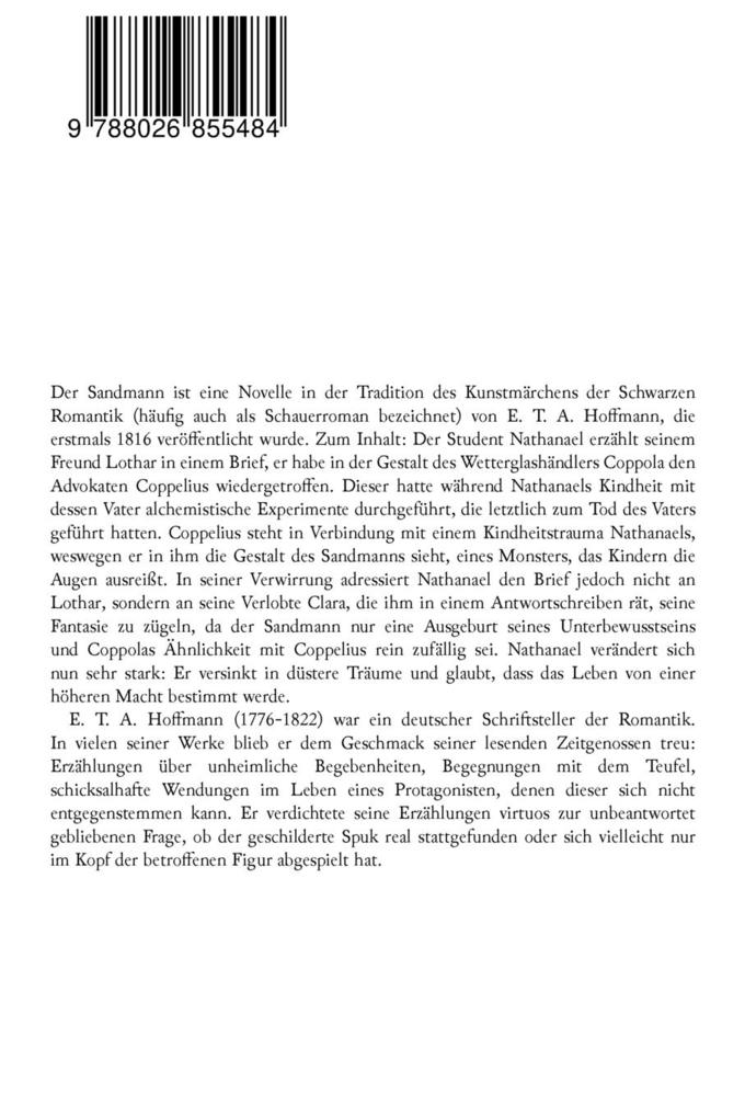Weitere Ansicht: Der Sandmann | E T a Hoffmann