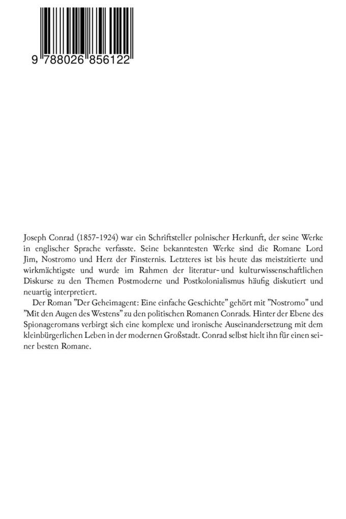Weitere Ansicht: Der Geheimagent: Eine Einfache Geschichte | Joseph Conrad