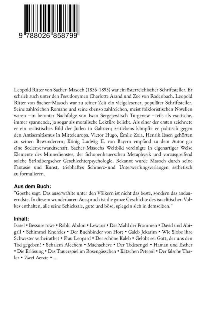 Weitere Ansicht: Jüdisches Leben in Wort und Bild | Leopold von Sacher-Masoch