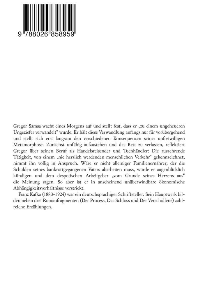 Weitere Ansicht: Die Verwandlung | Franz Kafka