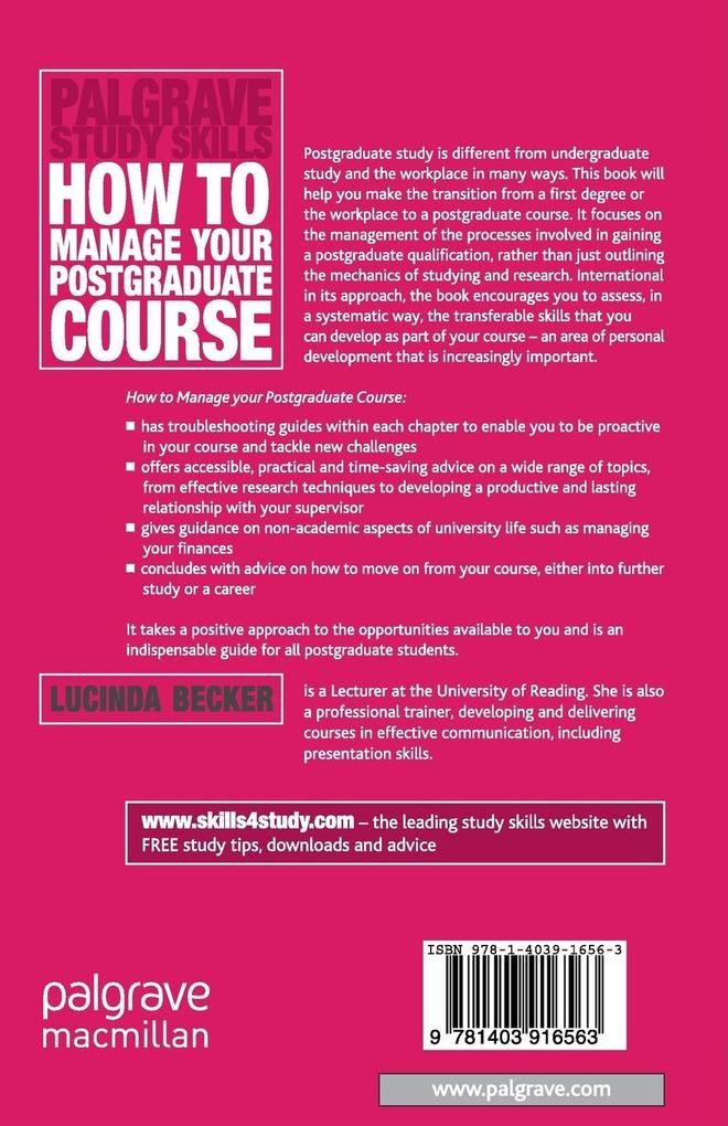 Weitere Ansicht: How to Manage your Postgraduate Course | Lucinda Becker
