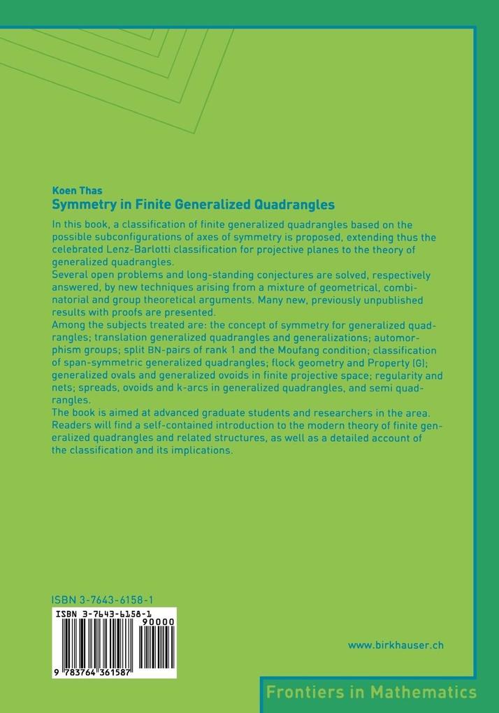 Weitere Ansicht: Symmetry in Finite Generalized Quadrangles | Koen Thas