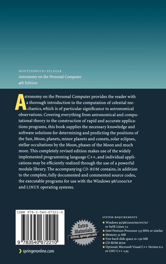 Weitere Ansicht: Astronomy on the Personal Computer | Oliver Montenbruck, Thomas Pfleger