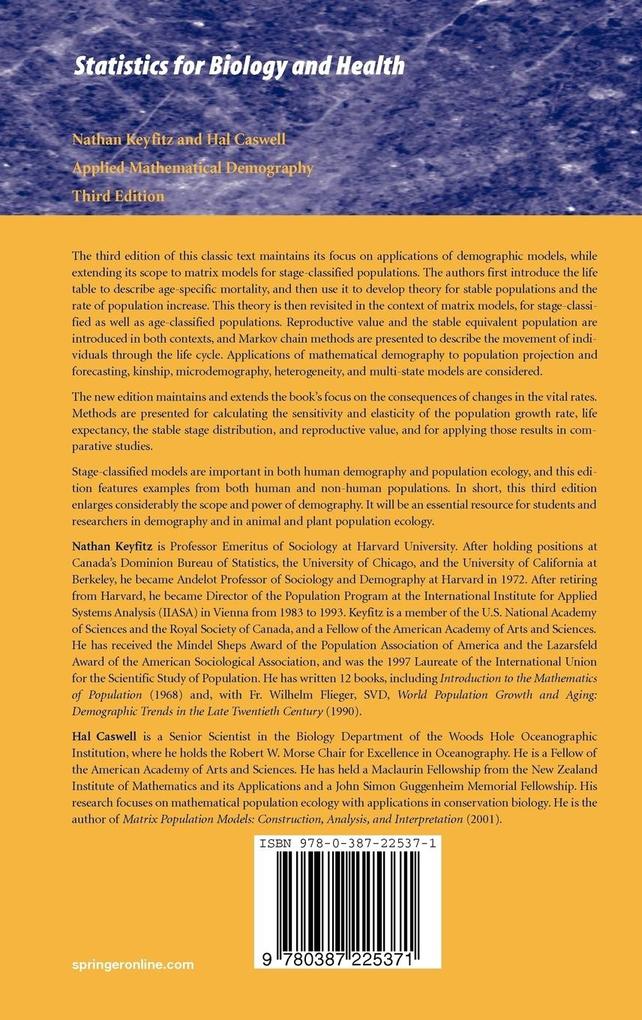 Weitere Ansicht: Applied Mathematical Demography | Nathan Keyfitz, Hal Caswell