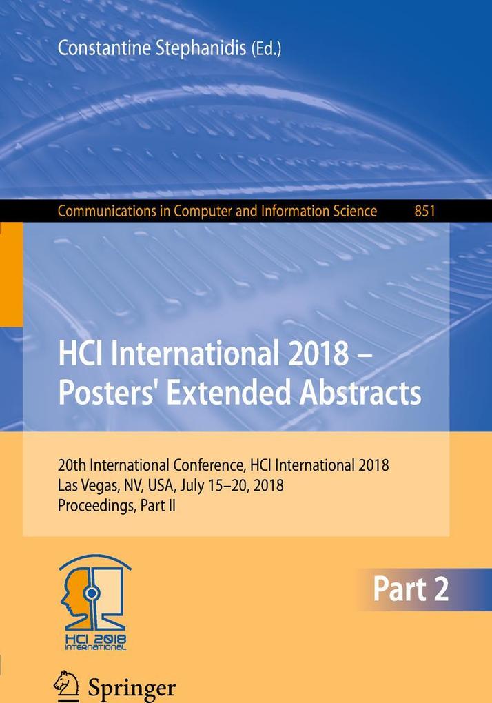 Produktbild: HCI International 2018 - Posters' Extended Abstracts