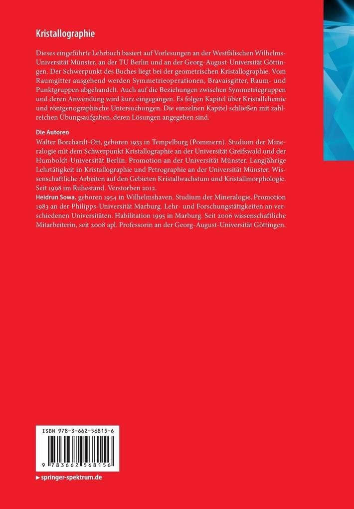 Weitere Ansicht: Kristallographie | Walter Borchardt-Ott, Heidrun Sowa
